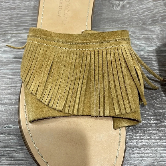 Niccolo Vacari Leather Fringe Slip On Slide Sandal Made in Italy 8 - Picture 6 of 14